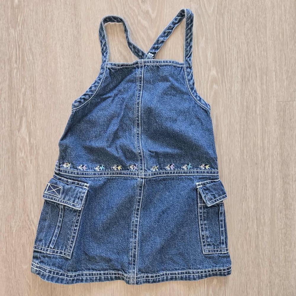 Vintage Gymboree Girls 1999 Indigo Florals Denim Dress size small